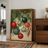 Vintage Glass Ornaments & Holly
