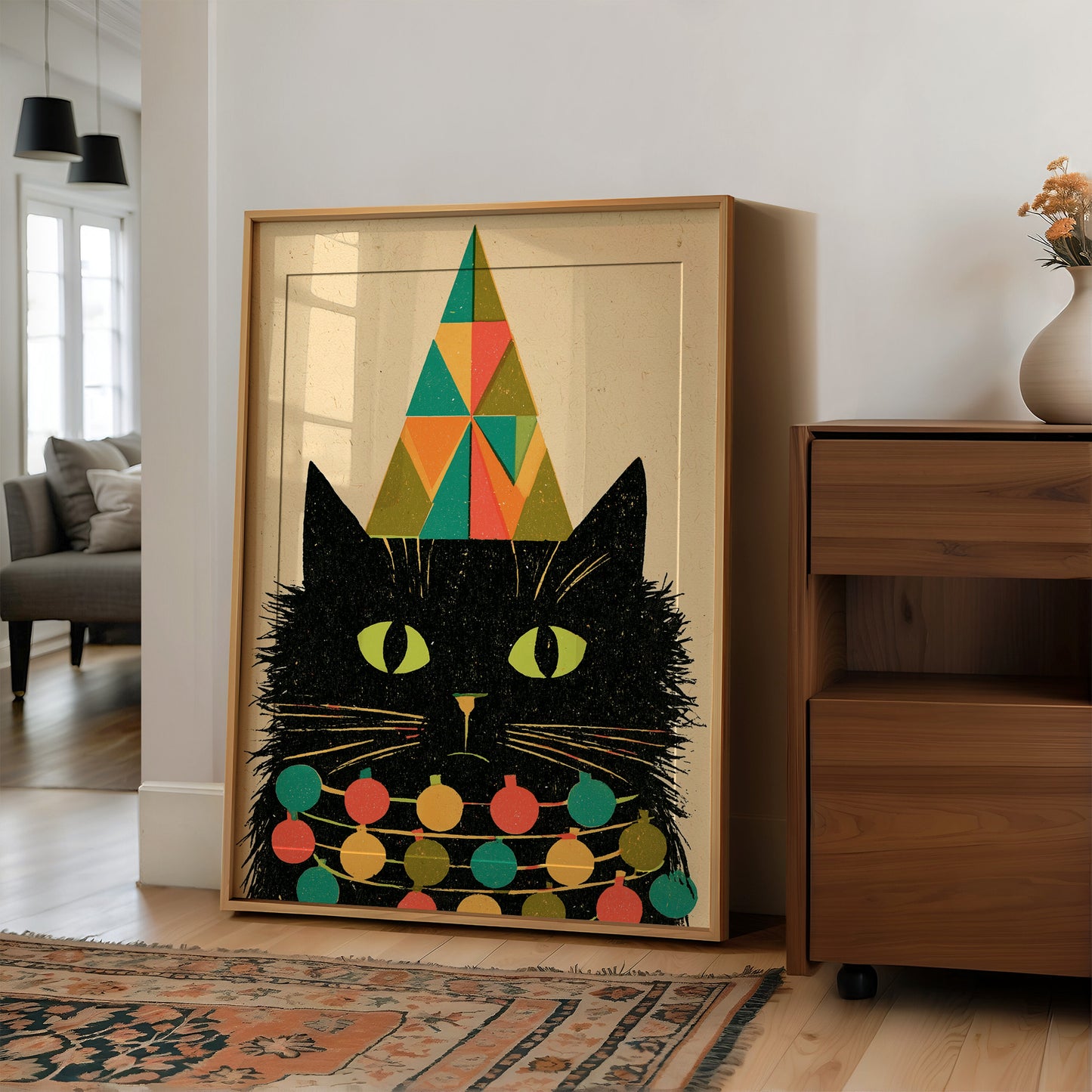 Geometric Christmas Cat