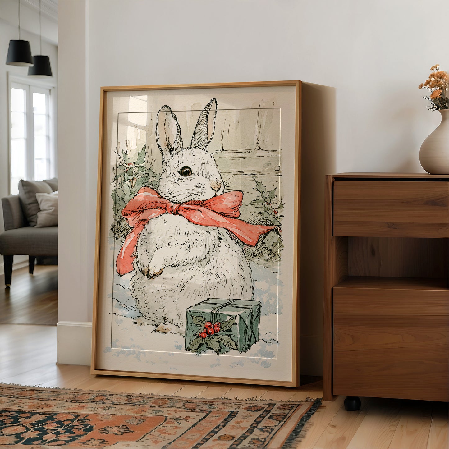 Storybook Bunny in a Red Bow