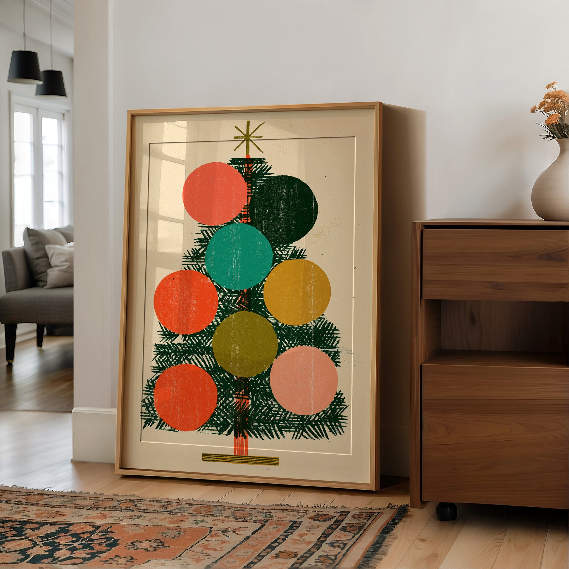 Block Print Tree, Star on Top