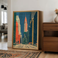 Snowy New York Skyline Christmas