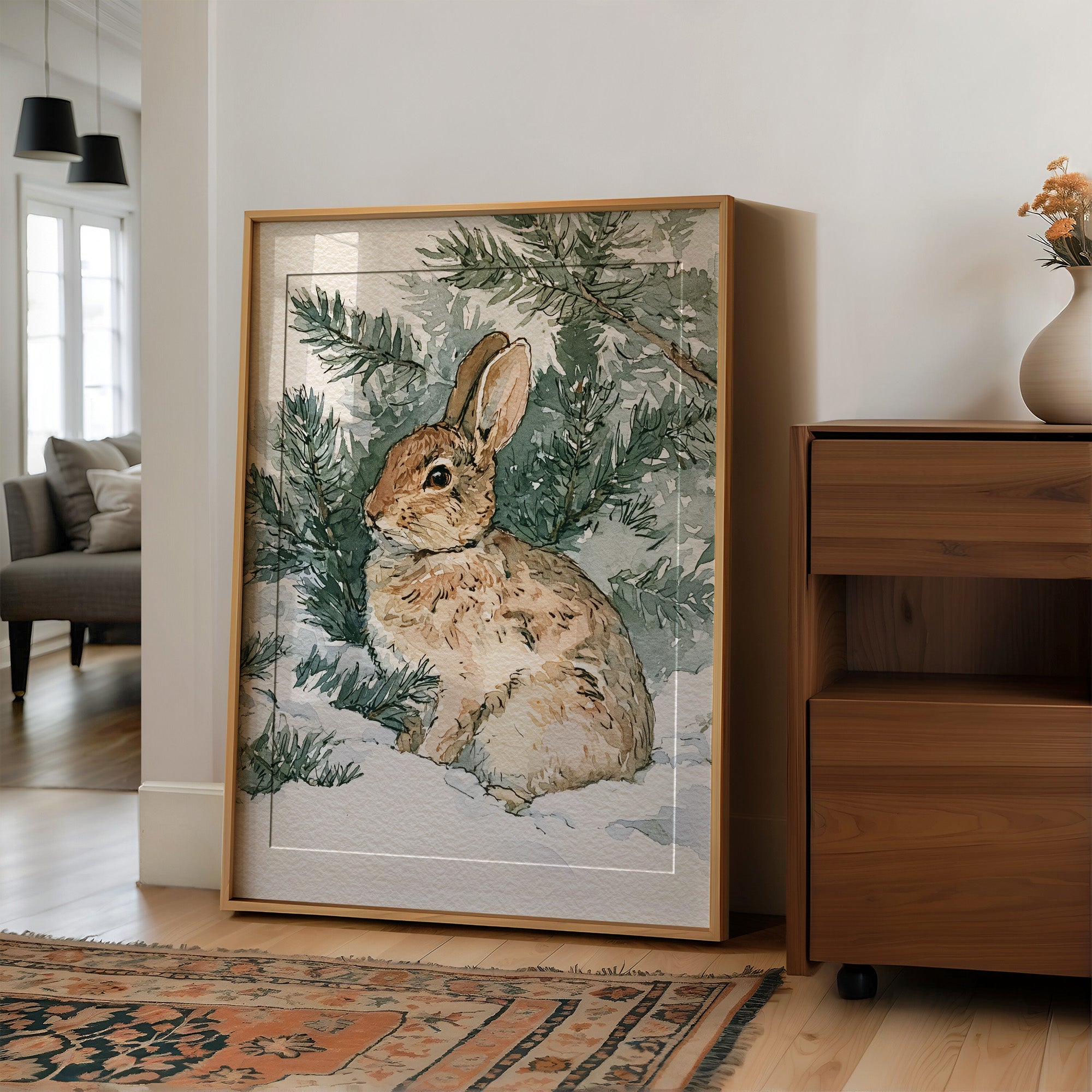 Rabbit In Snowy Pines