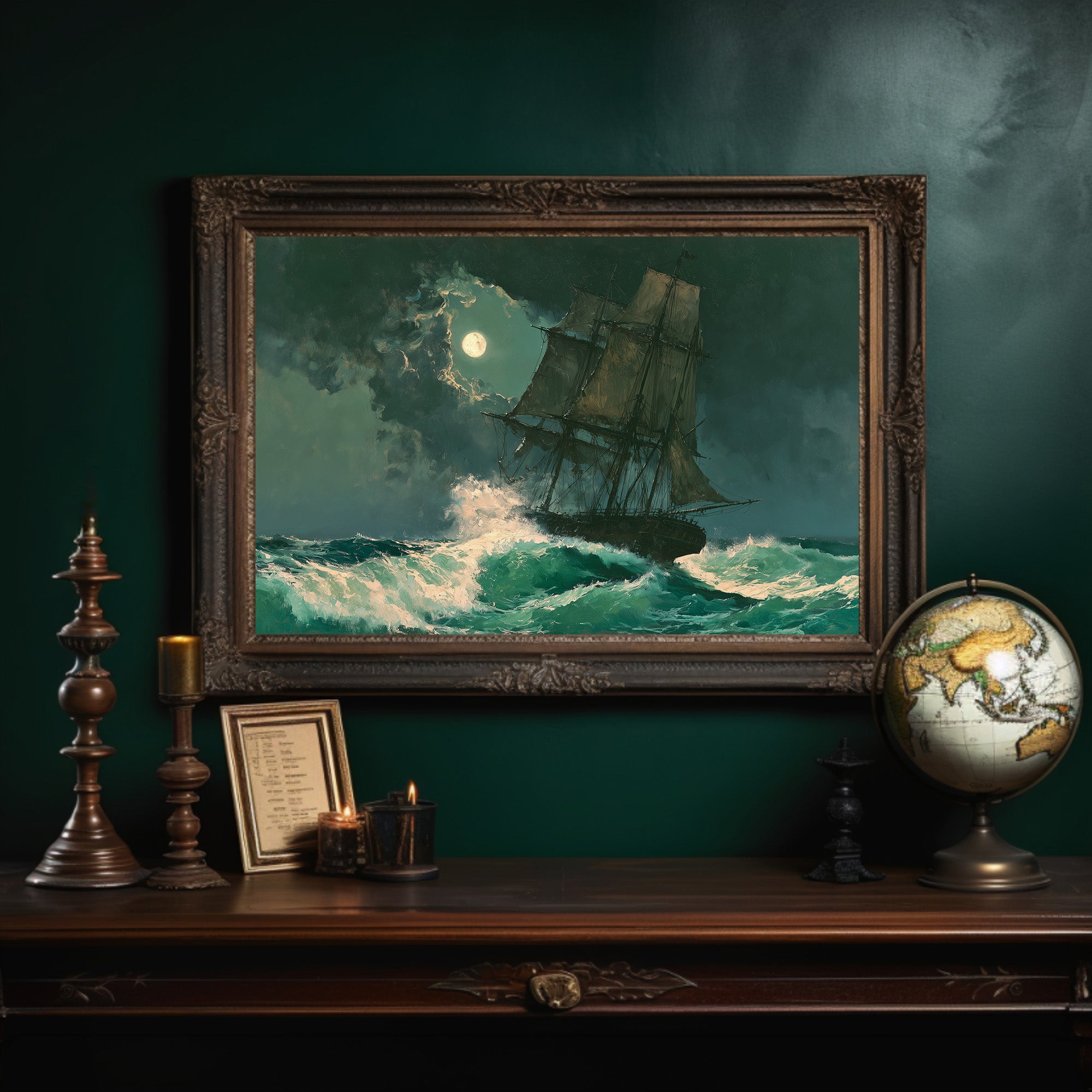 Ship Under Storm Moon