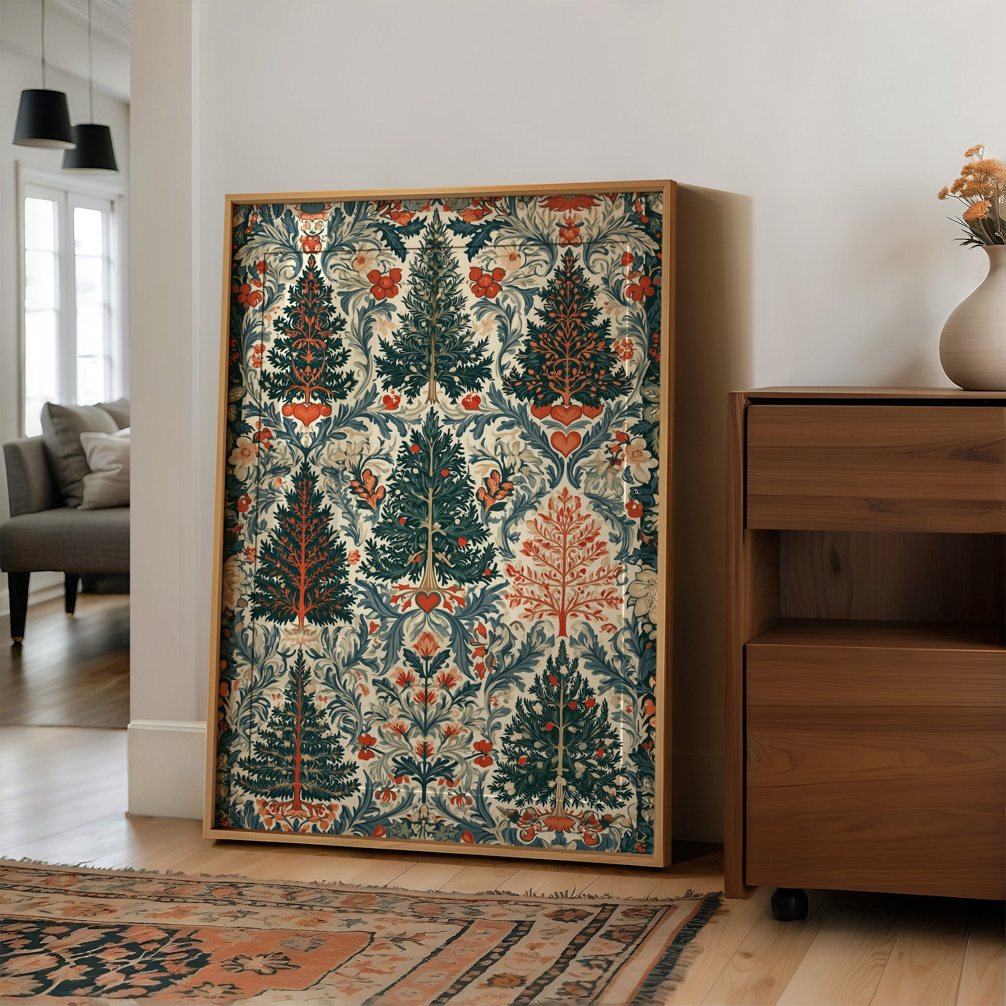William Morris Style Pine Trees