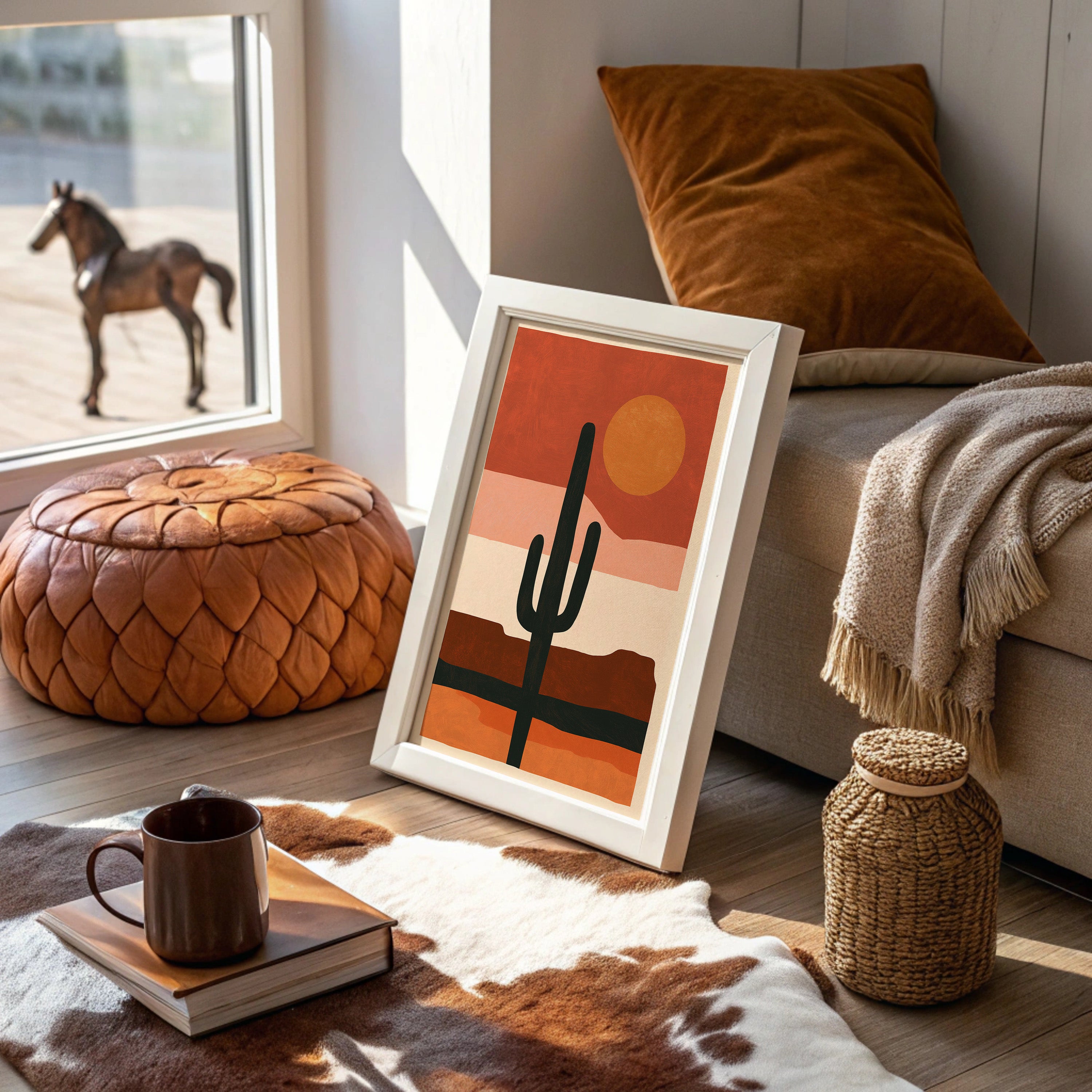 Minimalist Saguaro Sunset Silhouette