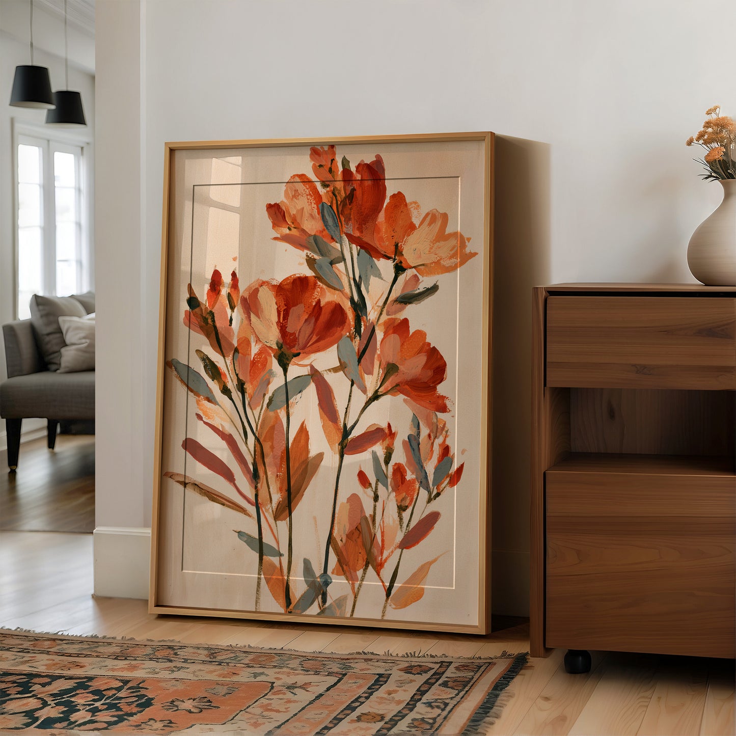 Terracotta Poppy Abstract Bouquet