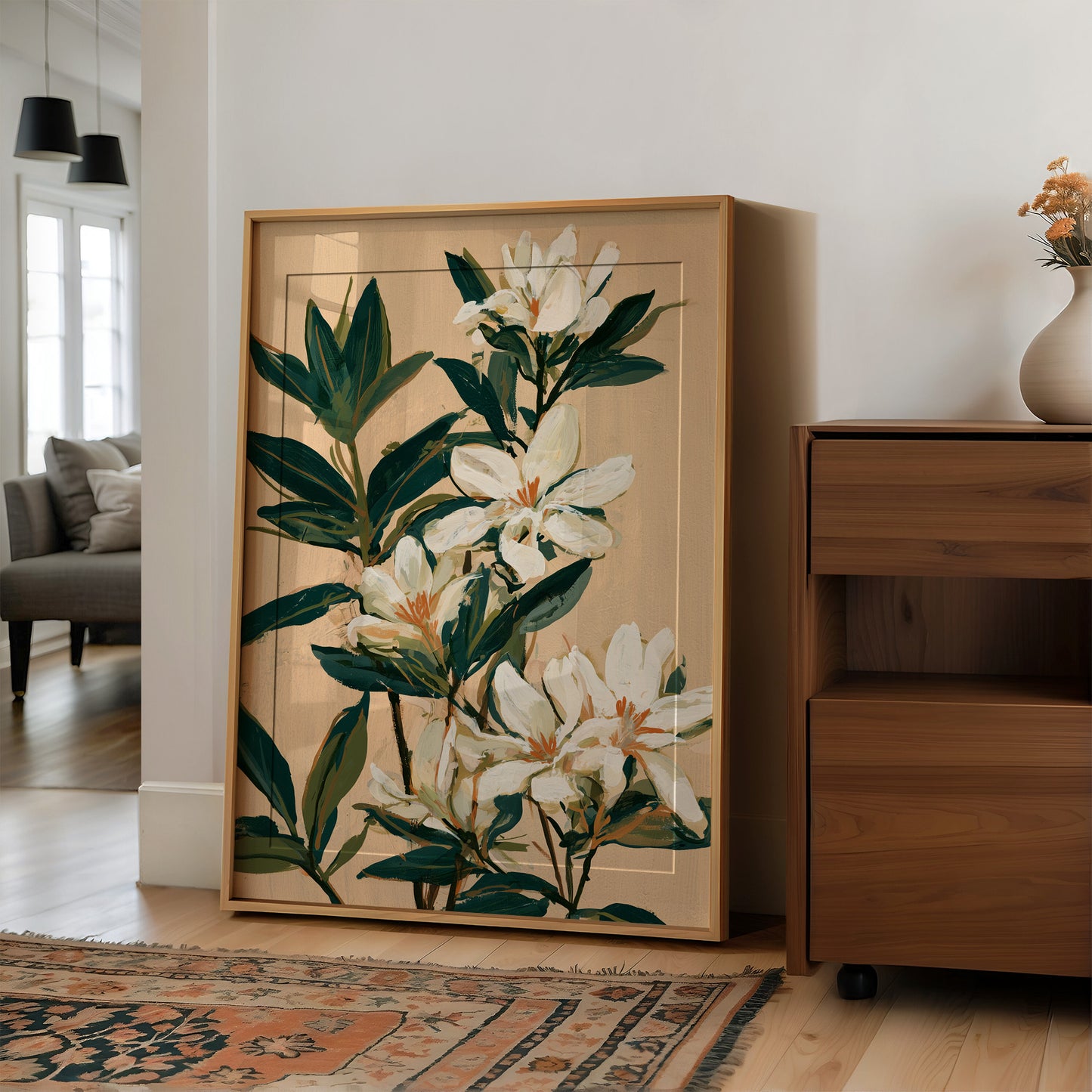 White Lily Botanical Painting