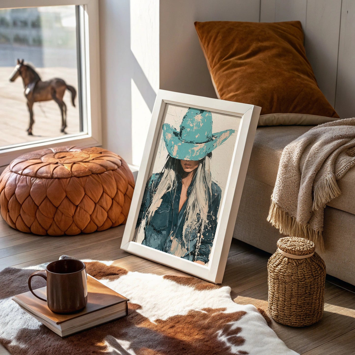 Turquoise Hat Cowgirl Portrait