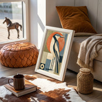 Heron, Block-Printed and Unbothered