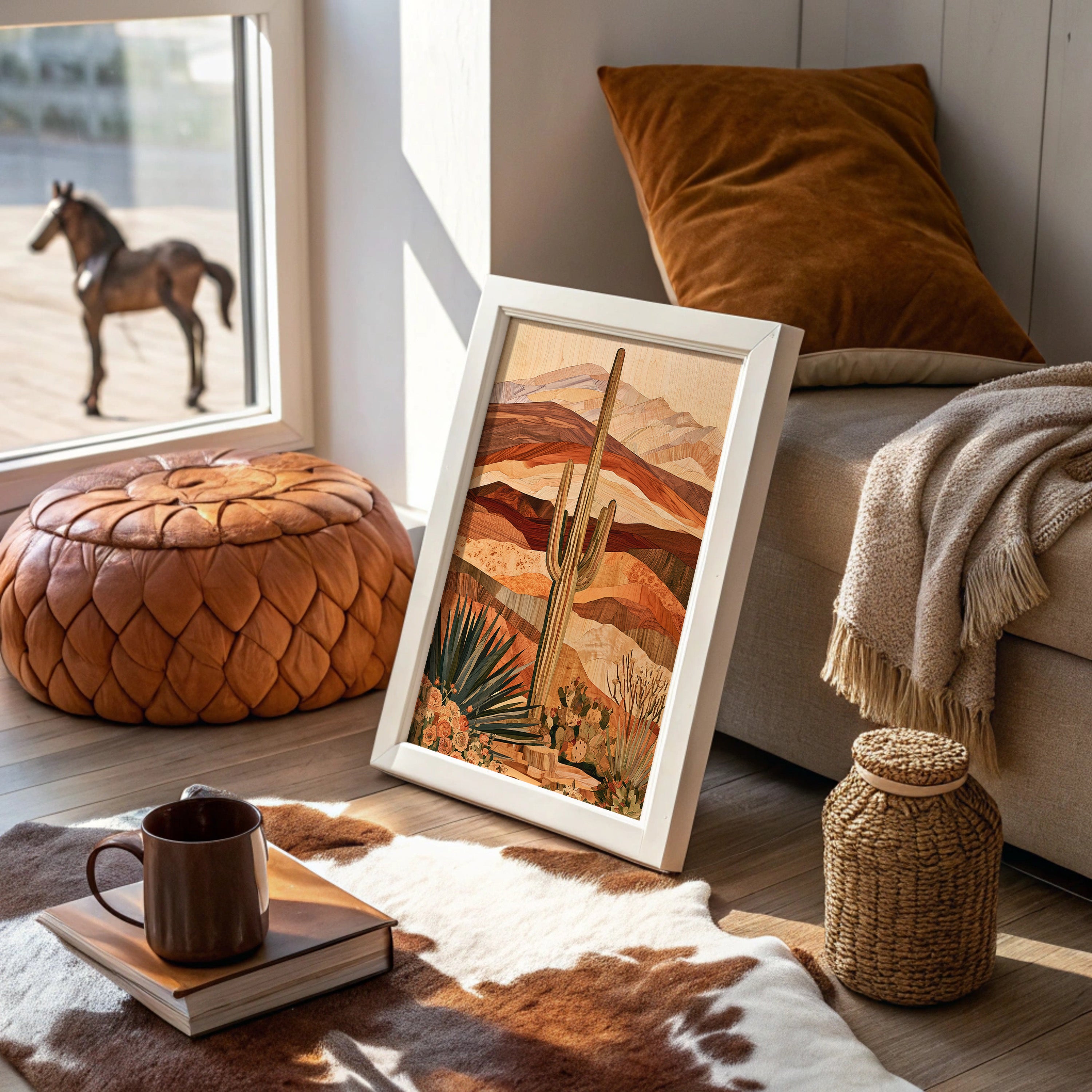 Saguaro In Wood Grain Layers