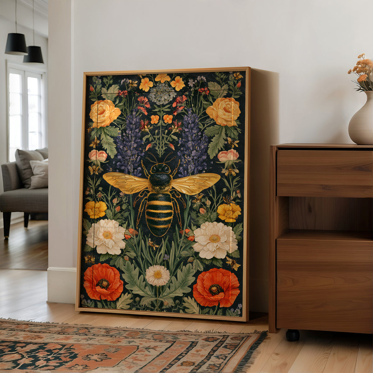 Full Buffet: Bee Among Poppies and Peonies