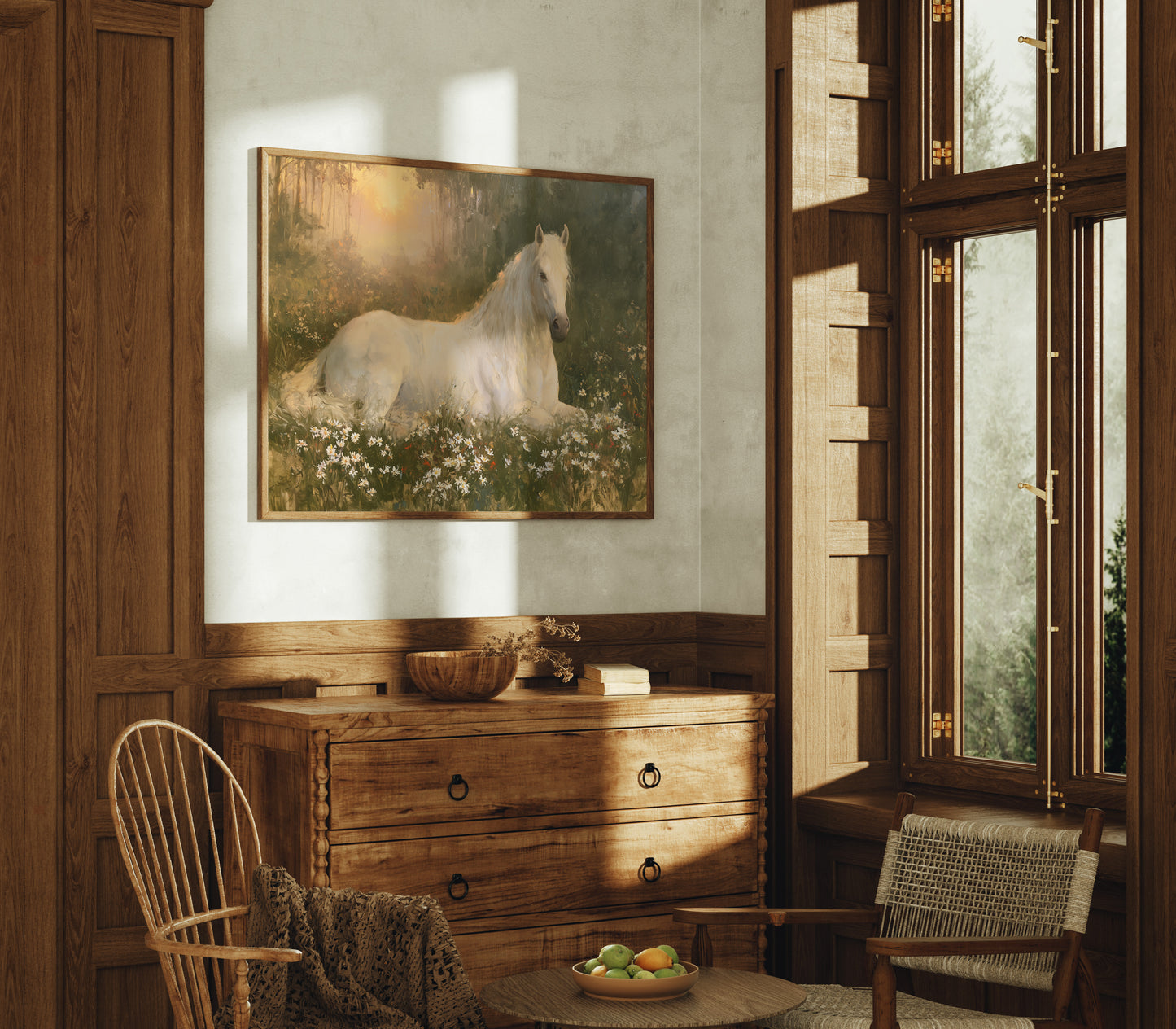 Daisies And A Quiet Horse