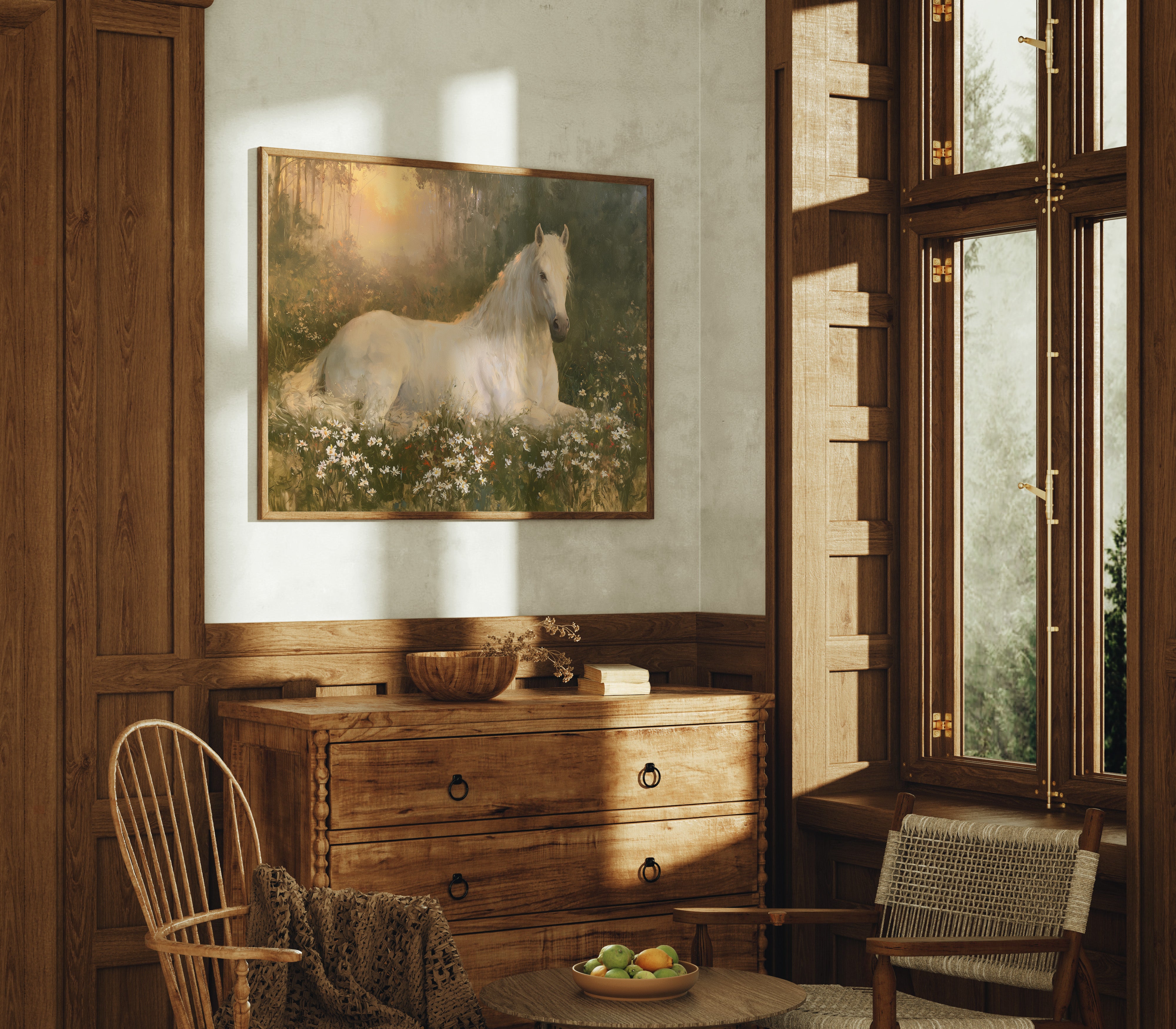 Daisies And A Quiet Horse