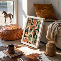 Horse Heads Block Print Grid