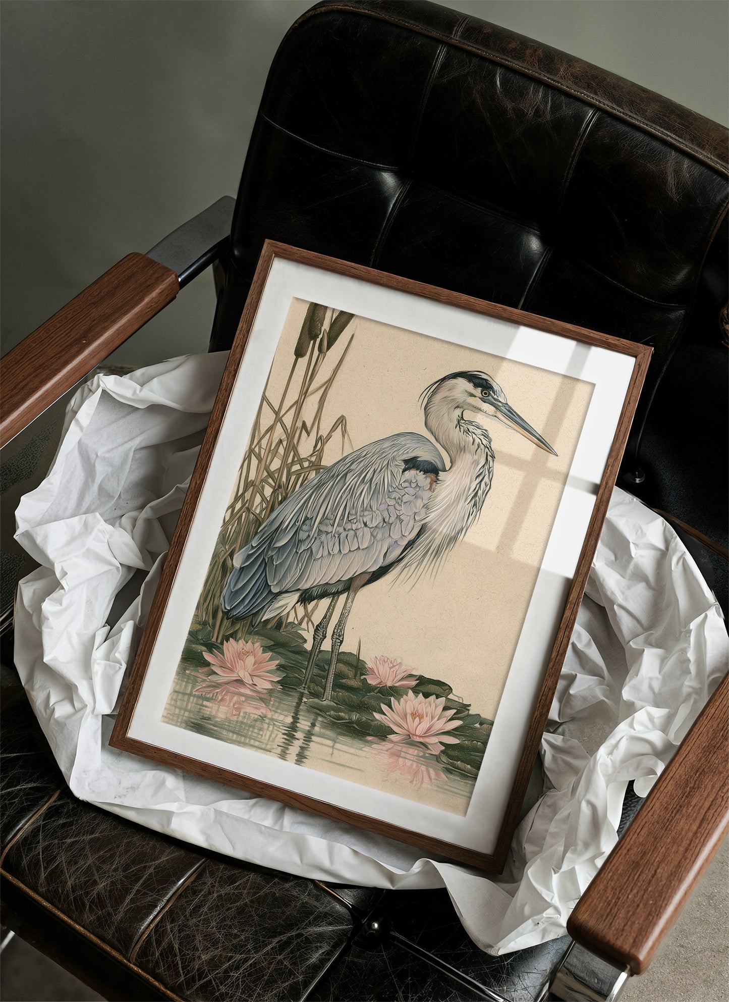 Heron at the Water Lilies