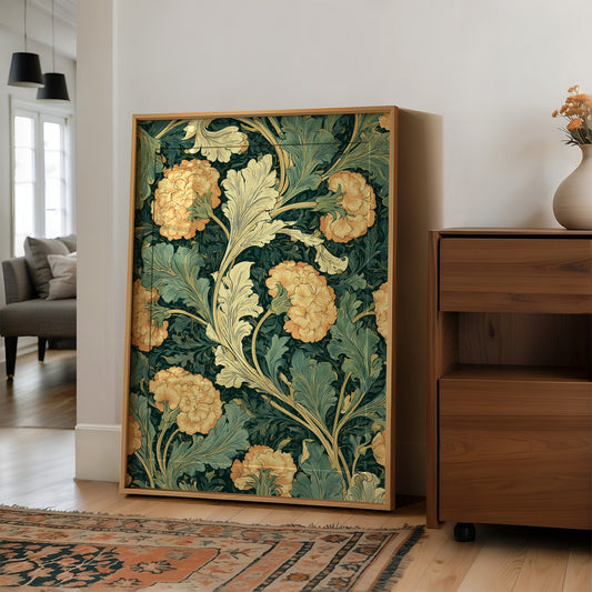 William Morris Style: Golden Carnations