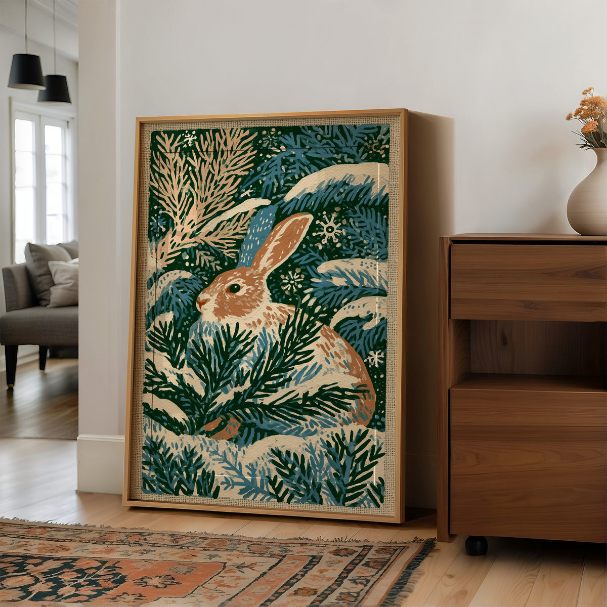 Rabbit in the Winter Pines