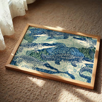 Alligators In Block Print Blue