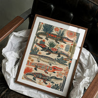 Desert Alligators in Folk Pattern