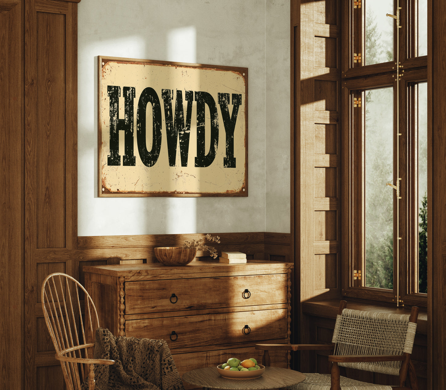 Howdy, Rusted Tin Sign