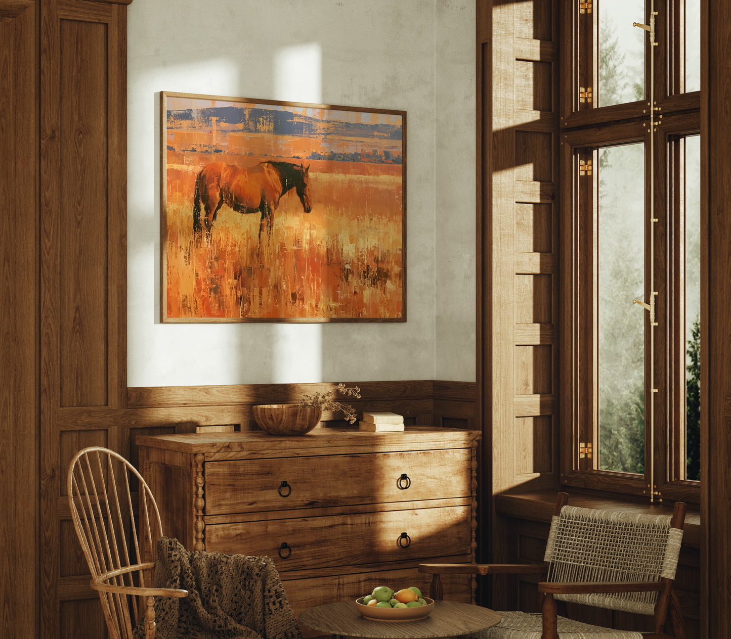 Bay Horse In Amber Grass
