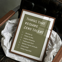Things That Require Zero Talent, Olive Marker