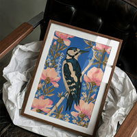 Woodpecker Among Peony Blooms