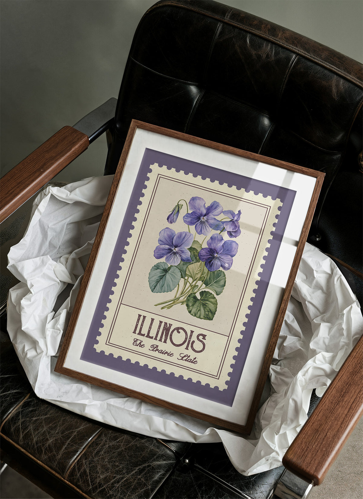 Illinois Violet Watercolor Stamp