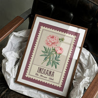 Indiana Peony Watercolor Stamp