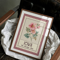 Iowa Wild Rose Watercolor Stamp