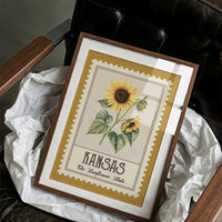 Kansas Sunflower Watercolor Stamp