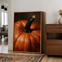 Stem Cell Of The Season, large framed print leaning on a white wall beside a wood cabinet