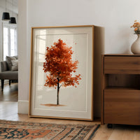 Solo Act, Standing Ovation, large framed print leaning on a white wall beside a wood cabinet