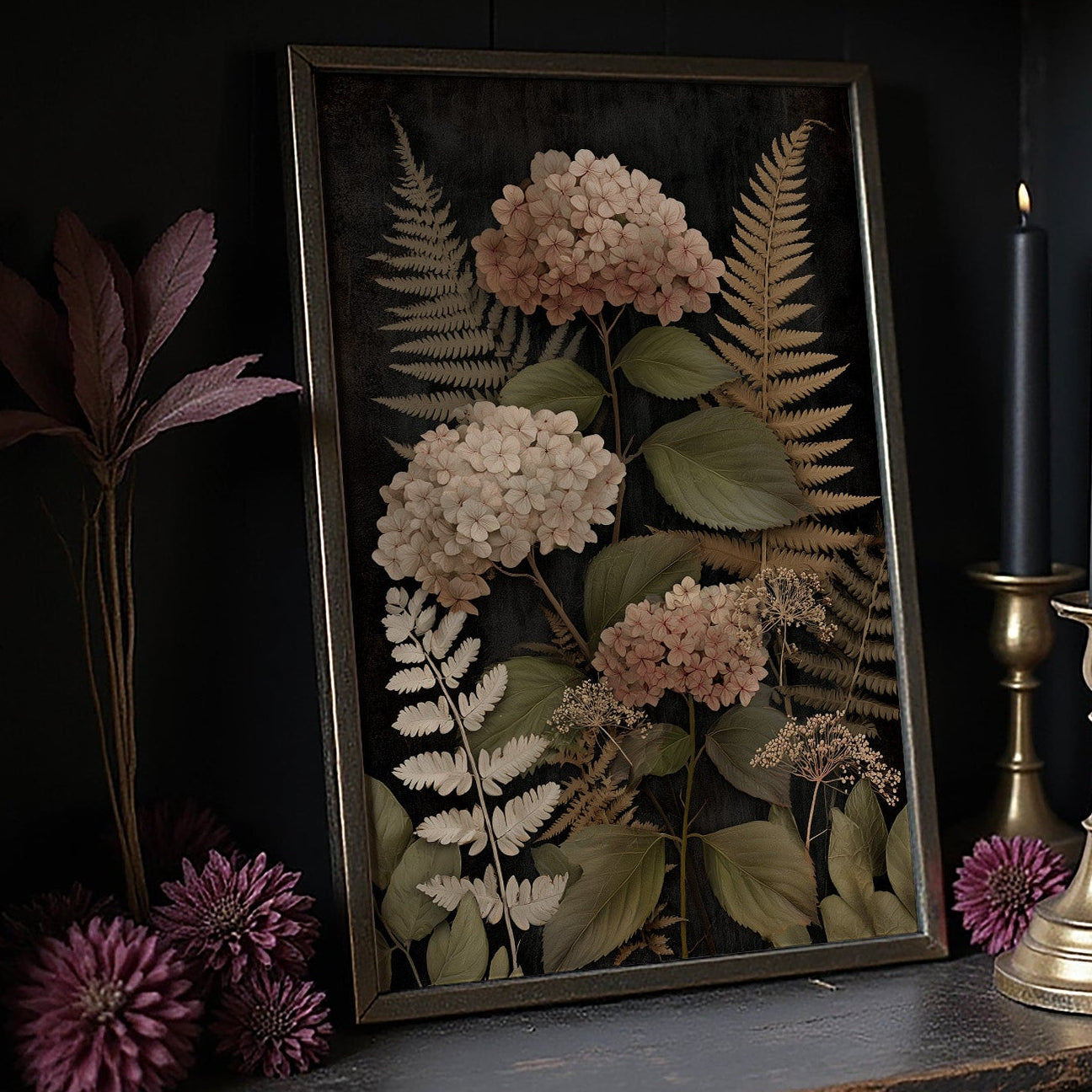 Blush Blooms Against Midnight Walls