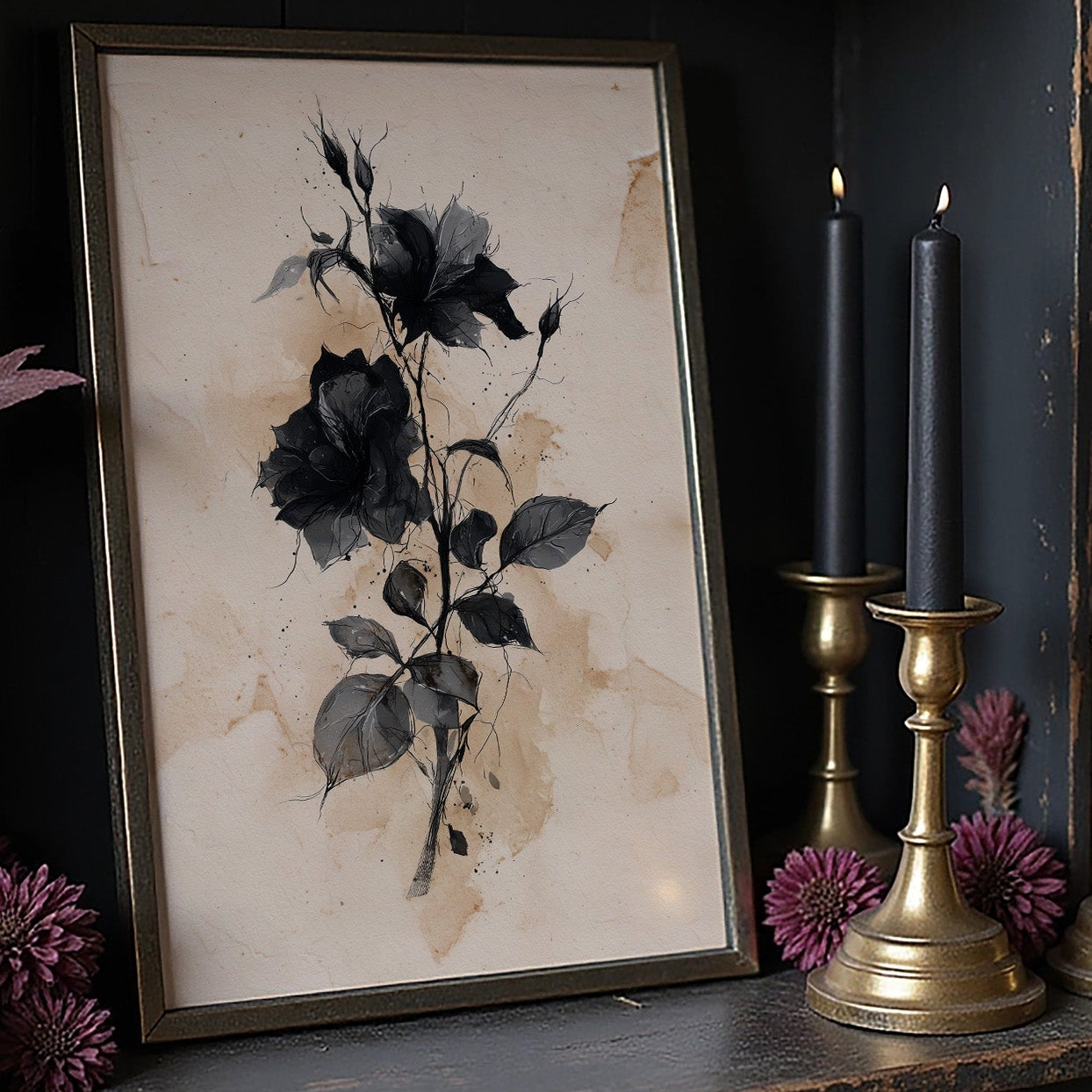 Dark Blooms Against Faded Time