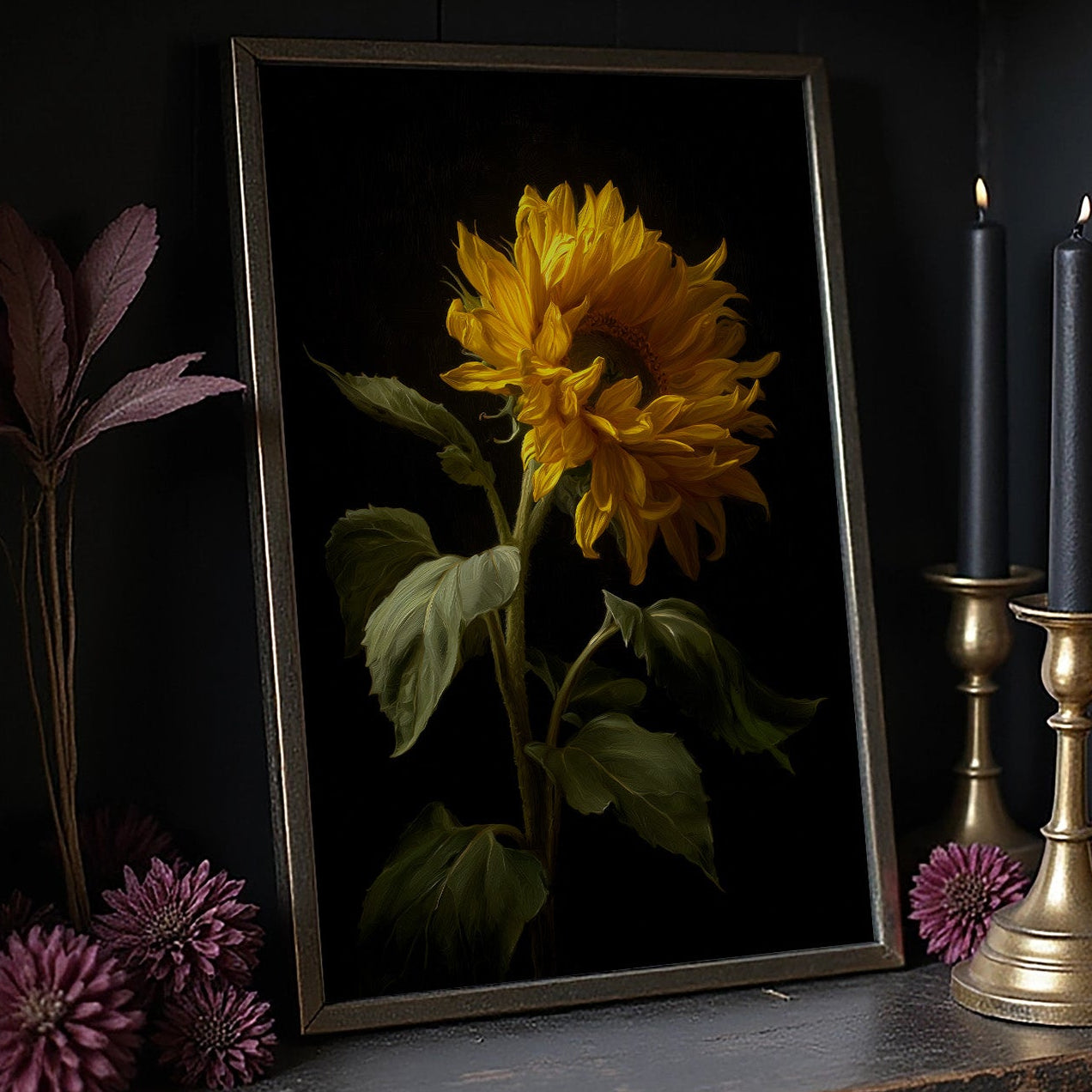 Golden Bloom Against Midnight Walls