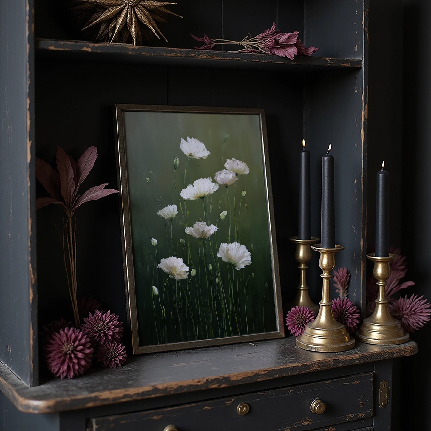 White Blooms in Quiet Green
