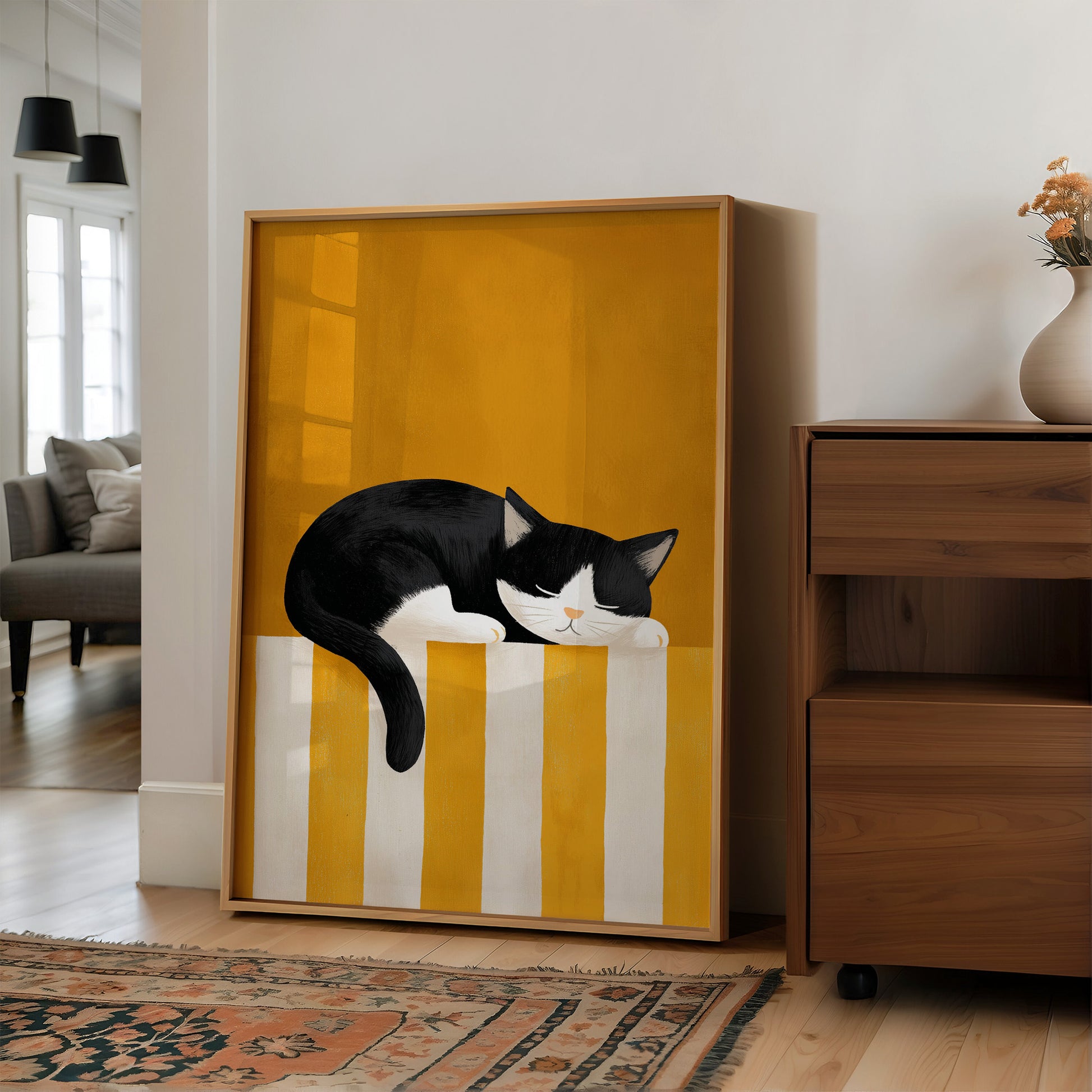 Sunlit Nap in Mustard Stripes
