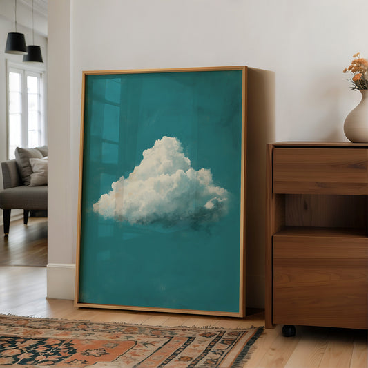 Solitary Cloud in Teal Sky