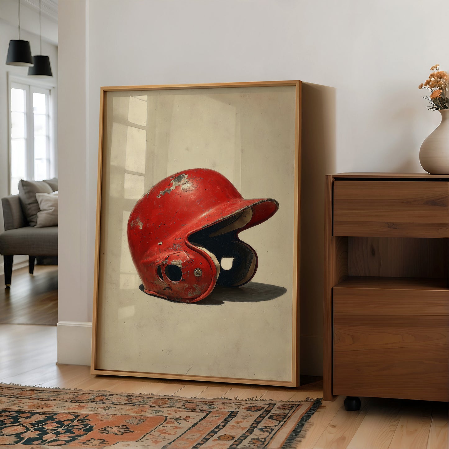 Worn Red Baseball Helmet