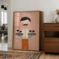 Whimsical Waiter with Red Wine