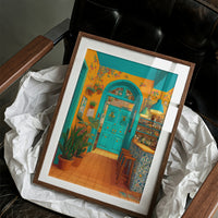 Turquoise Doorway in Sunlit Cantina