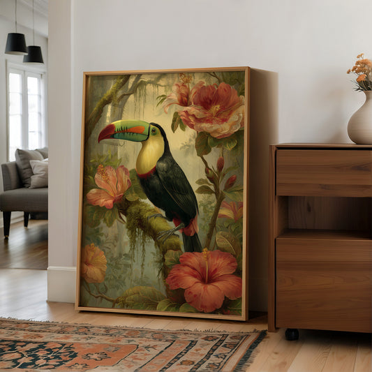 Toucan Among Tropical Blooms