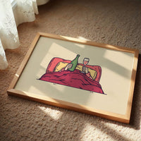 Champagne in Bed Minimal Illustration