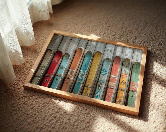 Colors Rest Against Weathered Wood