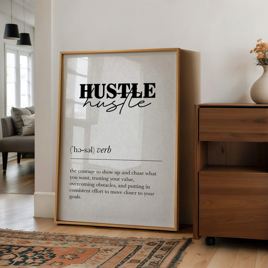 Hustle Definition Minimalist Typography Print