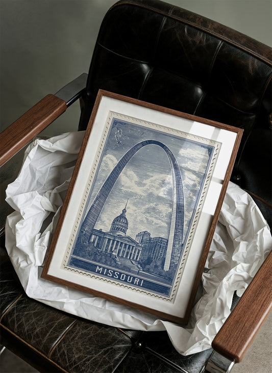 Missouri Arch Vintage Travel Stamp