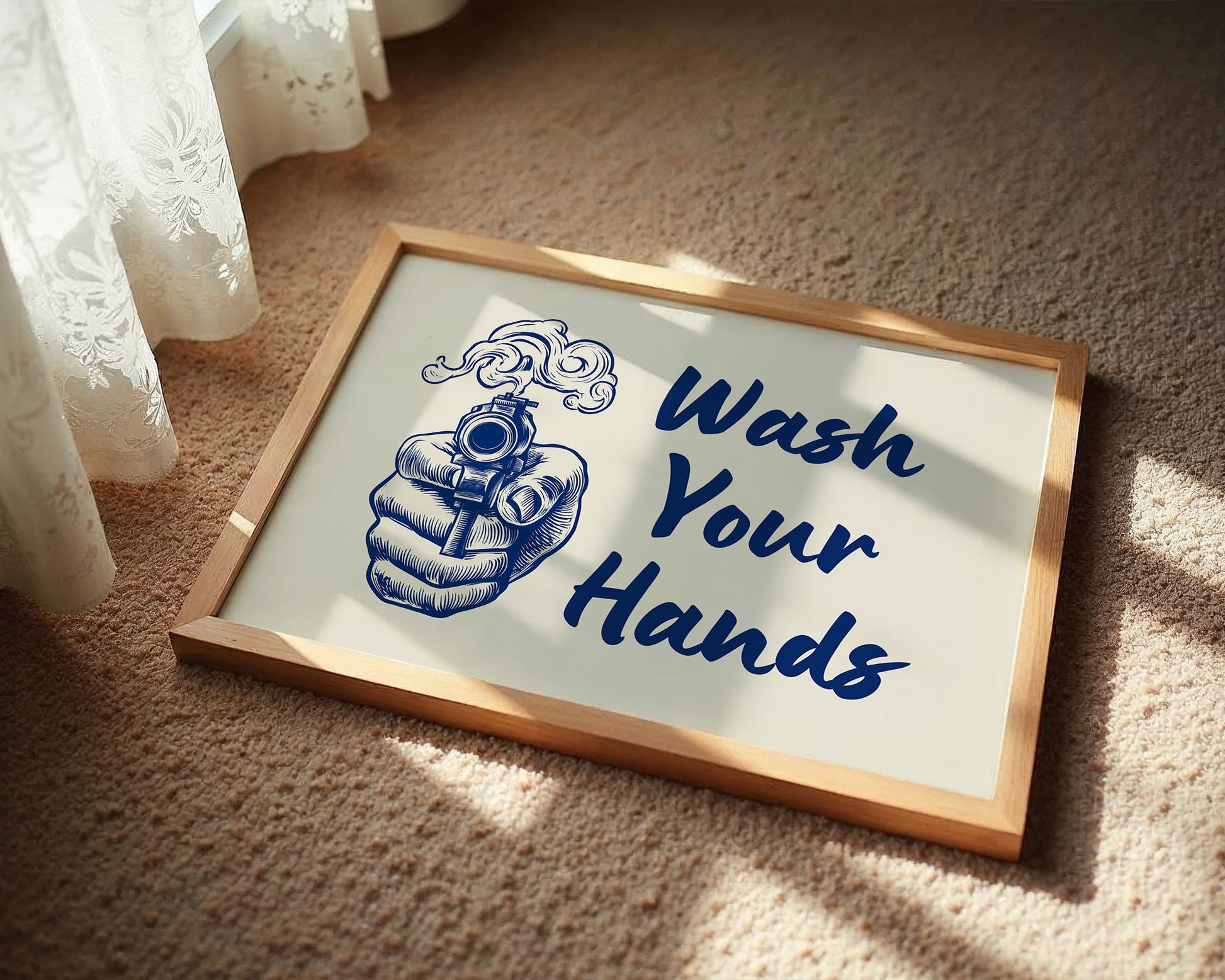 Wash Your Hands Vintage Bathroom Wall Art