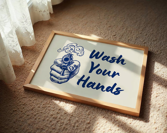Wash Your Hands Vintage Bathroom Wall Art