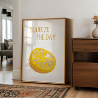 Squeeze The Day Lemon Quote Kitchen Print